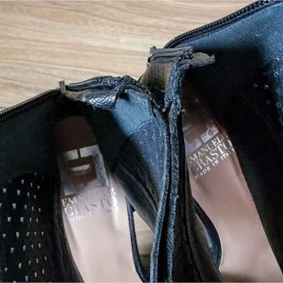 Emanuele Castro Italy Leather Caged T-Strap Bootie Block Heel Sandal in Black 38 - Picture 14 of 16